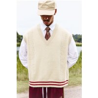 Kastiger Oversize Pullunder mit V-Ausschnitt - Taupe - L, Taupe von boohooman