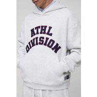 Kastiger Oversize Hoodie mit Applikation - Grau - XS, Grau Kastiger Oversize Hoodie mit Applikation - Grau - XS, Grau von boohooman
