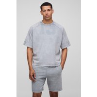 Kastiges Oversize T-Shirt & Shorts - Grau - M, Grau von boohooman