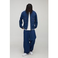 Oversized Boxy Washed Cargo Denim Jacket von boohooman