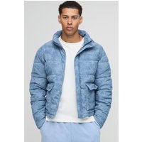 Oversize Cord-Steppjacke - Blau - M, Blau von boohooman
