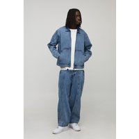 Oversized Boxy Worker Denim Jacket - Blau - XL, Blau von boohooman