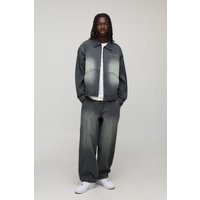 Oversized Boxy Worker Denim Jacket - Grün - L, Grün von boohooman