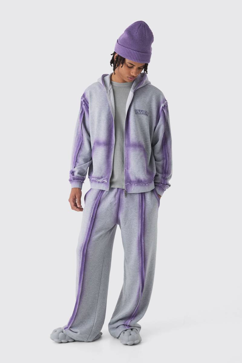 Kastiger Oversize Hoodie mit Reißverschluss und Jogginghose - Grau - M, Grau Kastiger Oversize Hoodie mit Reißverschluss und Jogginghose - Grau - M, Grau von boohooman