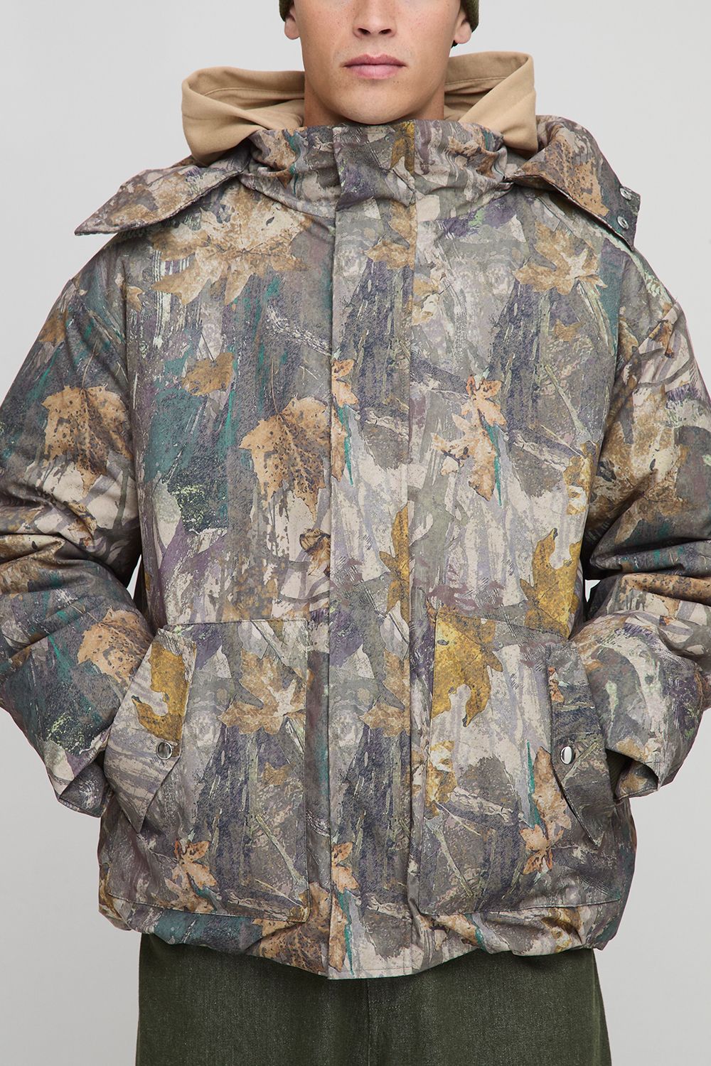 Oversize Camouflage Parka-Jacke mit Trichterkragen - Tarnfarben - XS, Tarnfarben von boohooman