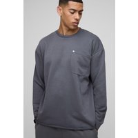 Oversize Sweatshirt mit rohem Saum - Grau - M, Grau von boohooman