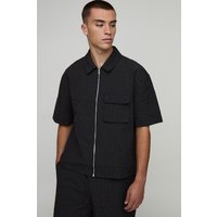Oversized Check Ripstop Cargo Shirt - Schwarz - M, Schwarz von boohooman