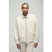 Oversize Kroko-Jacke aus Wildleder-Imitat - Ecru - XL, Ecru von boohooman