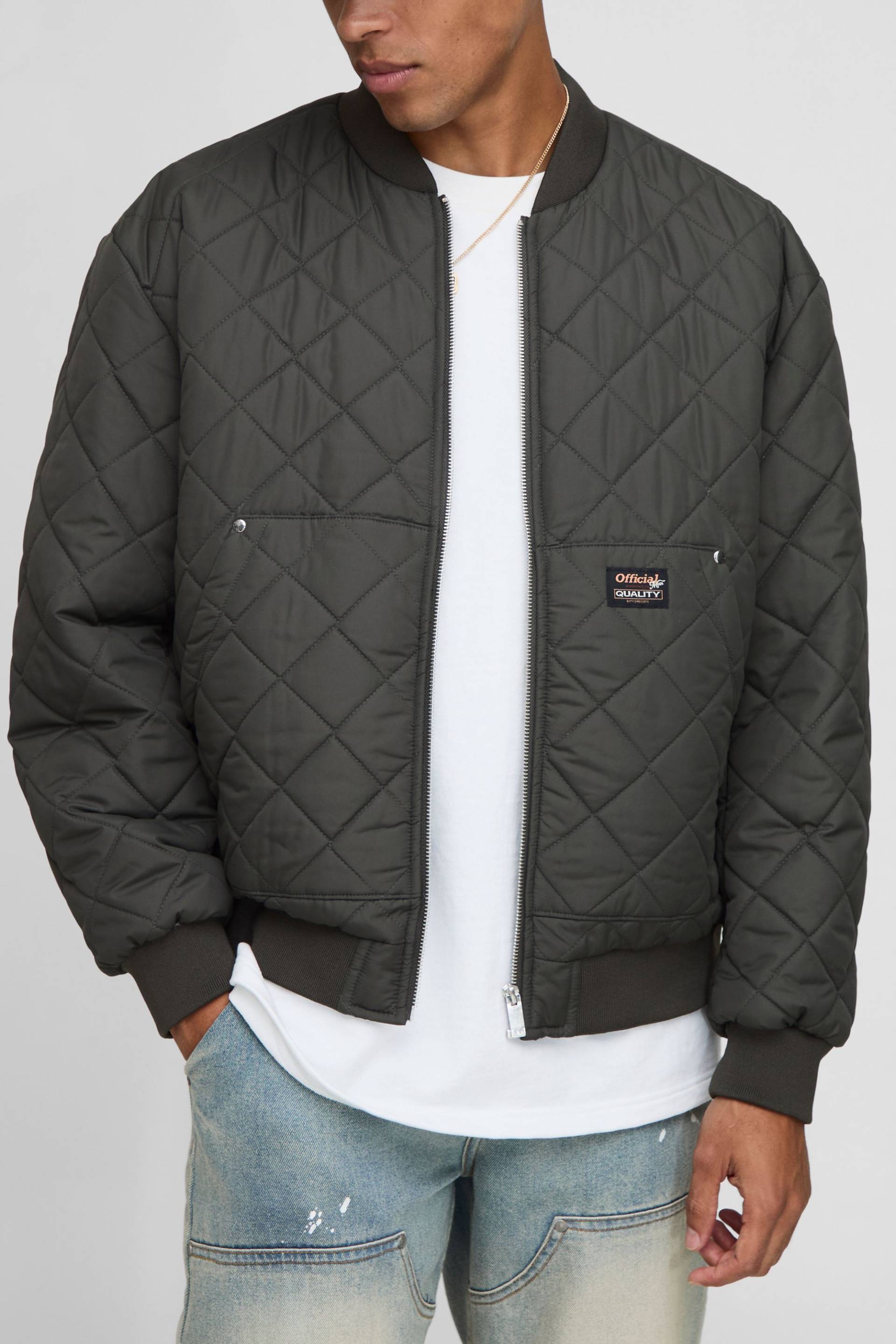 Gesteppte Oversize Bomberjacke - Khaki - XL, Khaki von boohooman