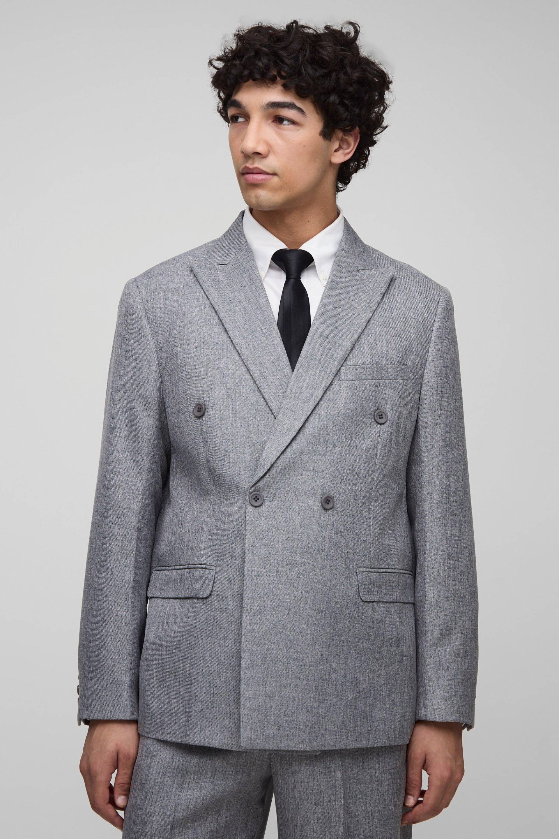 Oversized Double Breasted Suit Blazer - Grau - XL, Grau von boohooman