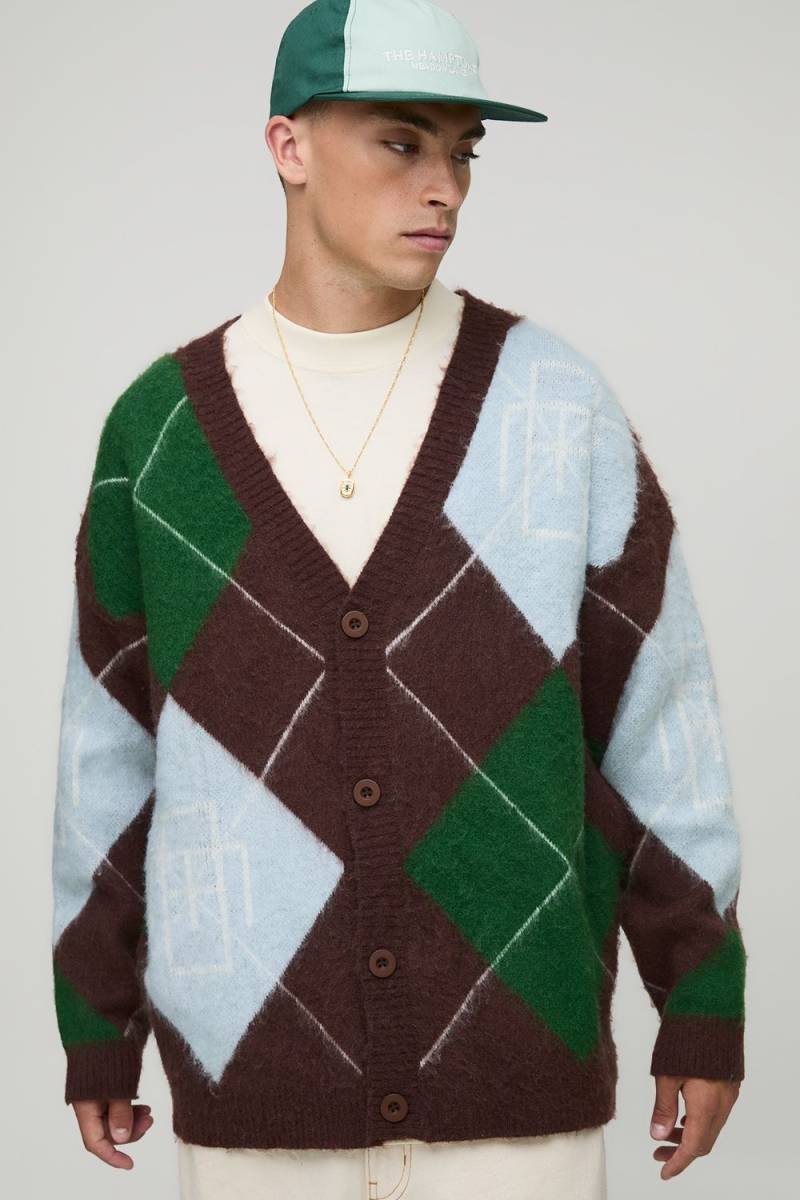 Oversize Strick-Cardigan - Braun - XS, Braun Oversize Strick-Cardigan - Braun - XS, Braun von boohooman