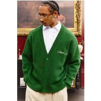 Oversize Cardigan mit Applikation - Grün - M, Grün von boohooman