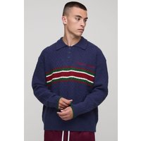 Oversize Poloshirt mit Stickerei - Blau - S, Blau von boohooman