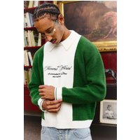 Oversize Polo-Pullover mit Stickerei - Grün - XS, Grün Oversize Polo-Pullover mit Stickerei - Grün - XS, Grün von boohooman