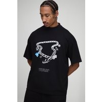 Oversize T-Shirt mit Print - Schwarz - XS, Schwarz Oversize T-Shirt mit Print - Schwarz - XS, Schwarz von boohooman