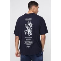 Oversize T-Shirt mit Blumenprint - Blau - S, Blau Oversize T-Shirt mit Blumenprint - Blau - S, Blau von boohooman