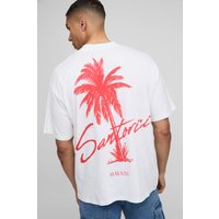 Oversize T-Shirt mit Santorini Palmen-Print - Weiß - XS, Weiß Oversize T-Shirt mit Santorini Palmen-Print - Weiß - XS, Weiß von boohooman
