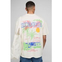 Oversize T-Shirt mit Print - Ecru - L, Ecru von boohooman