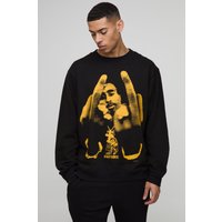 Oversize Sweatshirt mit lizenziertem Tupac Print - Schwarz - M, Schwarz von boohooman