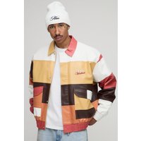 Oversize Colorblock PU-Bomberjacke - Gelb - XL, Gelb von boohooman