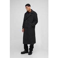 Oversized Fit Double Breasted Longline Boucle Overcoat - Grau - XS, Grau von boohooman