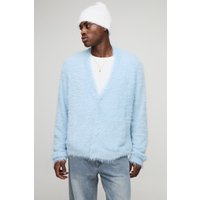 Oversized Fit Extreme Fluffy Knitted Cardigan - Blau - S, Blau von boohooman