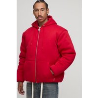 Oversize Jersey-Bomberjacke mit Kapuze - Rot - M, Rot Oversize Jersey-Bomberjacke mit Kapuze - Rot - M, Rot von boohooman