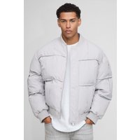 Oversize Bomberjacke mit Einsatz - Grau - XS, Grau Oversize Bomberjacke mit Einsatz - Grau - XS, Grau von boohooman
