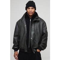 Oversize Wildleder-Jacke - Schwarz - L, Schwarz von boohooman