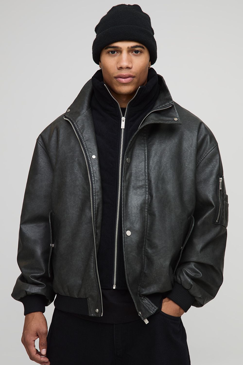 Oversize Wildleder-Jacke - Schwarz - XS, Schwarz Oversize Wildleder-Jacke - Schwarz - XS, Schwarz von boohooman
