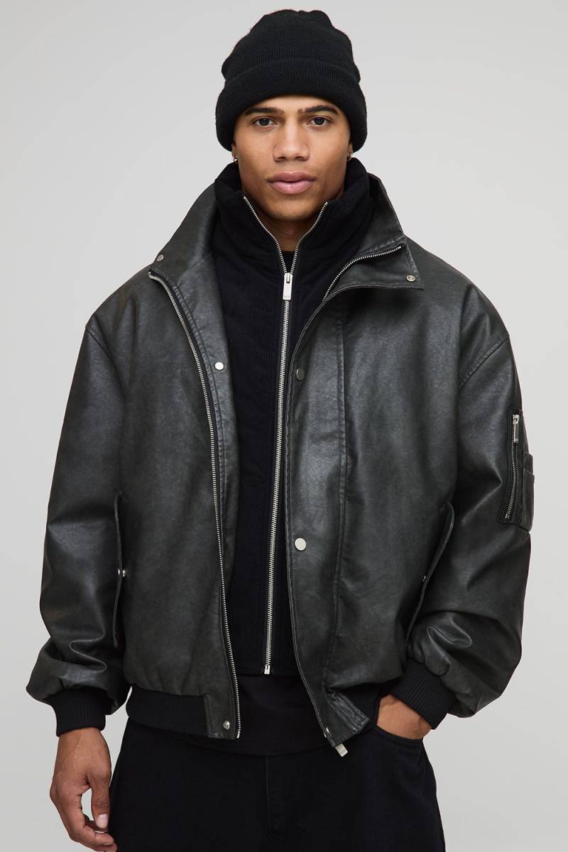 Oversize Wildleder-Jacke - Schwarz - XS, Schwarz Oversize Wildleder-Jacke - Schwarz - XS, Schwarz von boohooman
