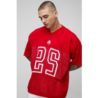 Gestricktes T-Shirt mit V-Ausschnitt - Rot - S, Rot von boohooman