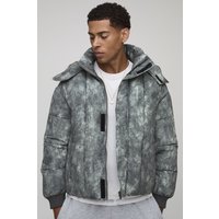 Oversize Nylon Steppjacke mit Trichterkragen - Khaki - XS, Khaki Oversize Nylon Steppjacke mit Trichterkragen - Khaki - XS, Khaki von boohooman