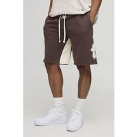 Mittellange Oversize Shorts mit Gothic Print - Braun - XS, Braun von boohooman