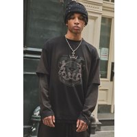 Oversize T-Shirt mit Print - Schwarz - XS, Schwarz Oversize T-Shirt mit Print - Schwarz - XS, Schwarz von boohooman