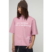 Oversized Half Sleeve Microcheck Print Shirt - Rot - L, Rot von boohooman