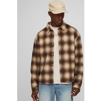 Kariertes Oversize Overshirt - Braun - S, Braun Kariertes Oversize Overshirt - Braun - S, Braun von boohooman