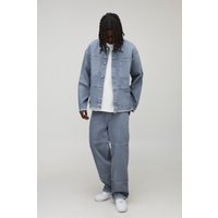 Oversized Hem Detail Denim Shirt - Grau - L, Grau von boohooman