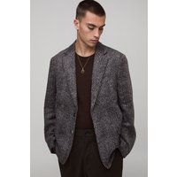 Oversized Herringbone Wrap Front Suit Jacket - Grau - 42, Grau von boohooman