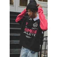 Oversize Poloshirt mit Homme Print - Schwarz - S, Schwarz von boohooman