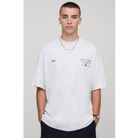 Oversize T-Shirt mit Homme-Print - Grau - XS, Grau von boohooman