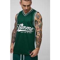 Oversize Homme Basketball-vesttop mit V-Ausschnitt - Grün - S, Grün von boohooman