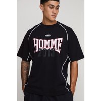 Oversize Homme T-Shirt mit Paspeln - Schwarz - XS, Schwarz von boohooman