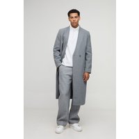 Zweireihiger kragenloser Oversize Melton-Mantel - Grau - XS, Grau Zweireihiger kragenloser Oversize Melton-Mantel - Grau - XS, Grau von boohooman