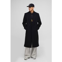 Zweireihiger kragenloser Oversize Melton-Mantel - Schwarz - XS, Schwarz Zweireihiger kragenloser Oversize Melton-Mantel - Schwarz - XS, Schwarz von boohooman