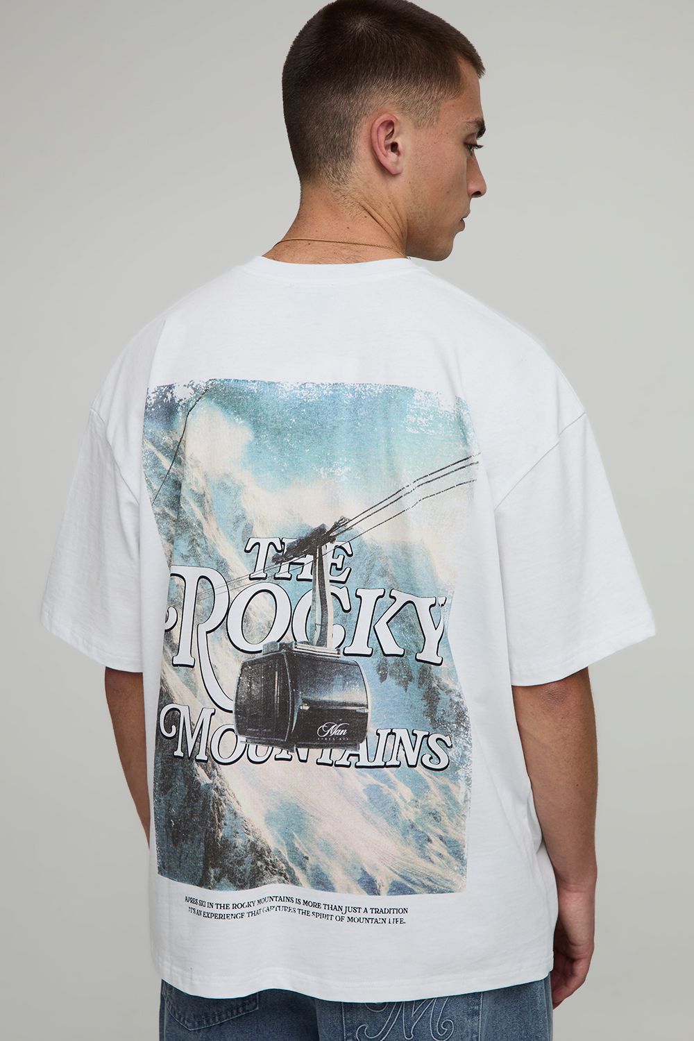 Oversized Man Apres Ski Graphic T-Shirt - Weiß - L, Weiß von boohooman