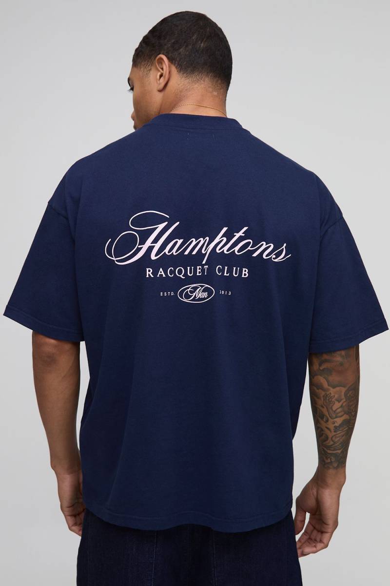 Oversize T-Shirt mit Man Script Marseille Print - Blau - XL, Blau Oversize T-Shirt mit Man Script Marseille Print - Blau - XL, Blau von boohooman