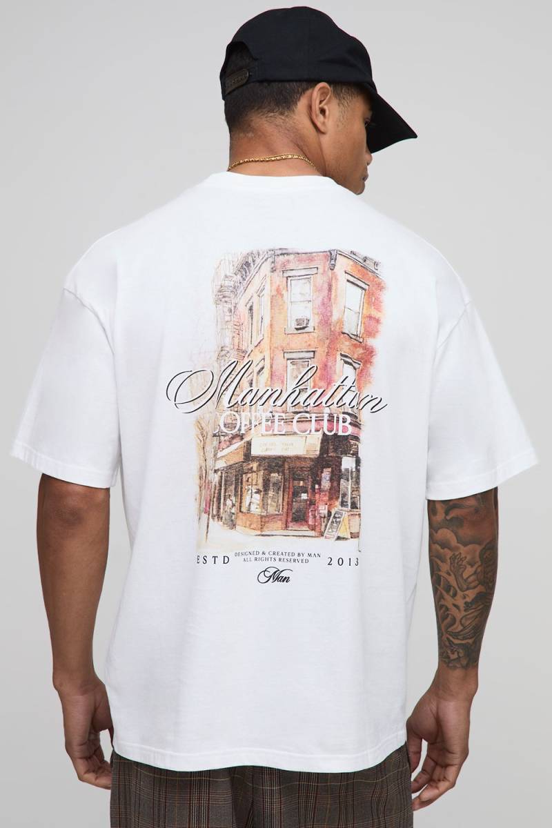Oversize T-Shirt mit Man Script Manhattan Print - Weiß - XS, Weiß Oversize T-Shirt mit Man Script Manhattan Print - Weiß - XS, Weiß von boohooman