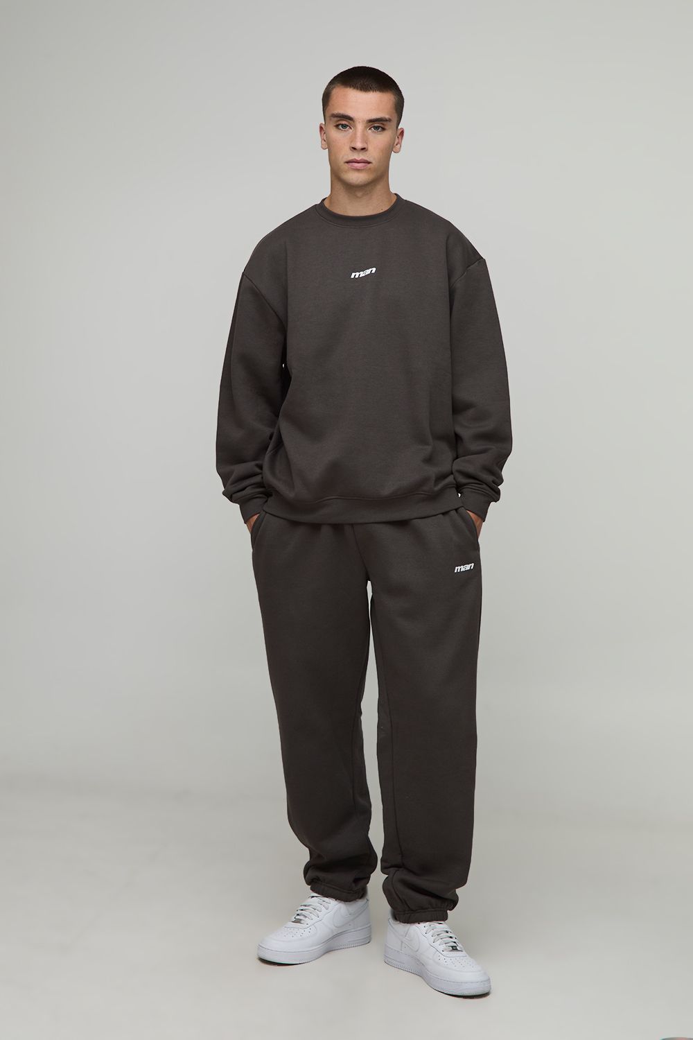 Oversized Man Sport Sweatshirt Tracksuit - Grau - S, Grau von boohooman