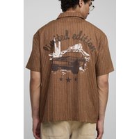 Gestreiftes Oversize Man Western-Hemd - Braun - XS, Braun Gestreiftes Oversize Man Western-Hemd - Braun - XS, Braun von boohooman